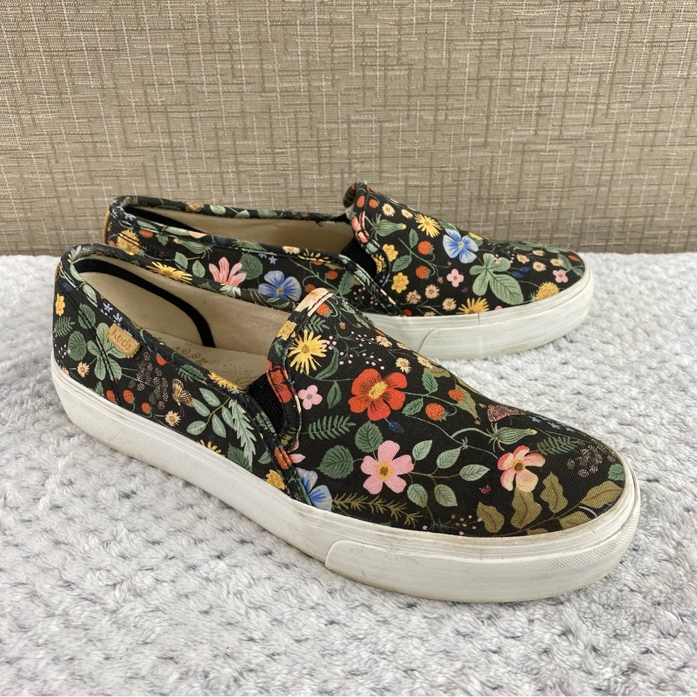 Keds Floral Black Slip-On Sneakers